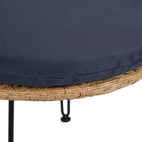 Outdoor Leisure Set, 2 Rattan Single Chairs with A Glass Round Table,