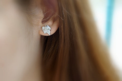 Sterling Silver Vine Earrings – Tiny Stud Dainty Silver Jewelry Gift